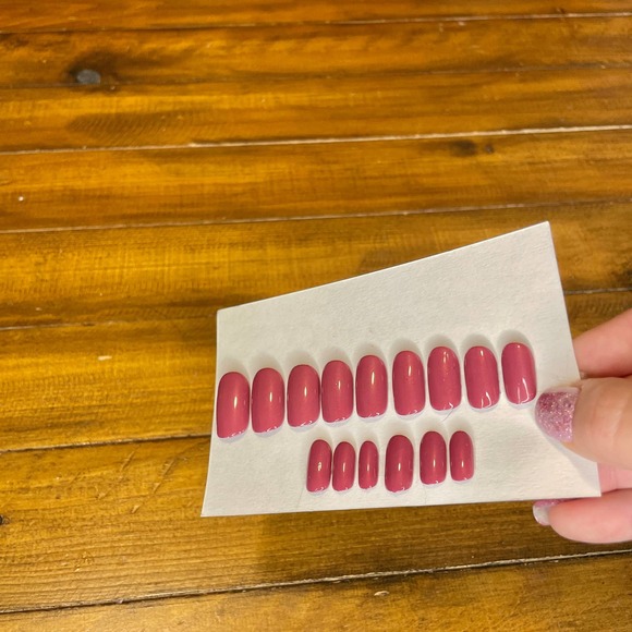 Shimmer Deep Mauve Polished & Glazed Nails | Press On Nails | V Day Mani - Picture 8 of 12